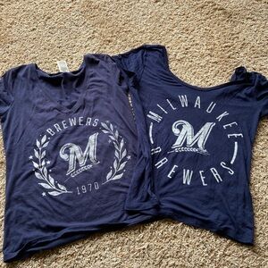 PINK VICTORIAS SECRET MILWAUKEE BREWERS TEE SHIRTS (set of 2)